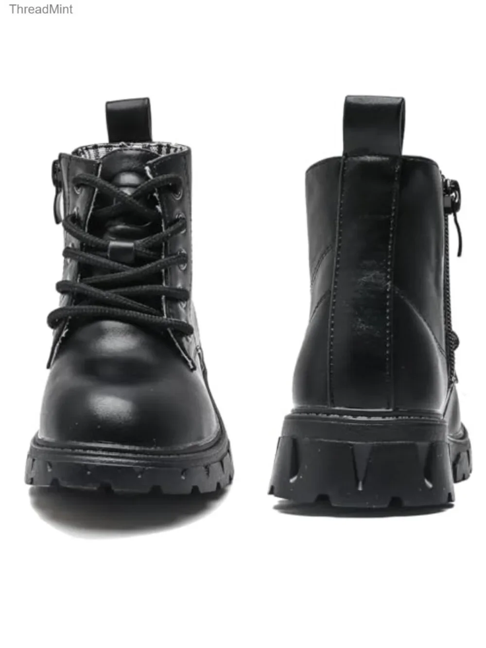 Kids Glitter Waterproof Combat Ankle Boots with Side Zipper